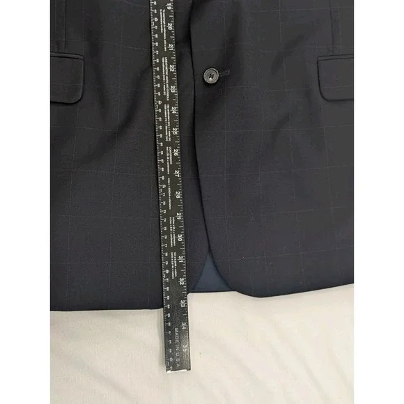 Jos. A Bank Blazer Coat Sport‎ Jacket Cashmere Wool Windowpane Black 50R 52